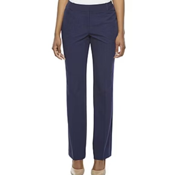 Worthington Petite Curvy Fit Trousers in Striped Navy Size 12P - Picture 1 of 7